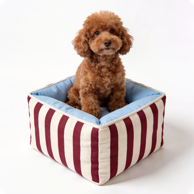 Red & White Stripe Pet Snuggle Bed