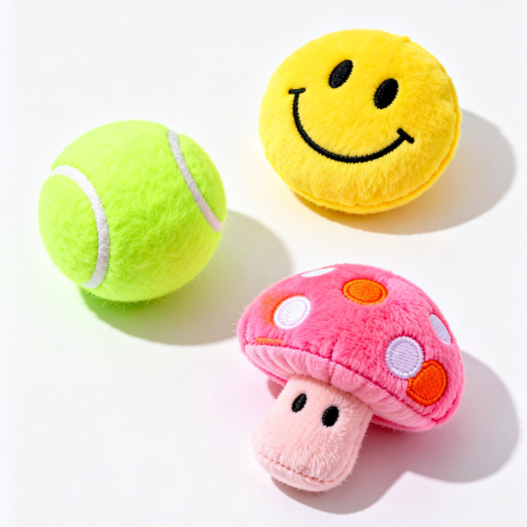 Smiley Face Tennis Ball & Mushroom Plush Toy Set