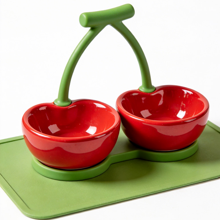 Cherry Shape Double Pet Food & Water Bowl