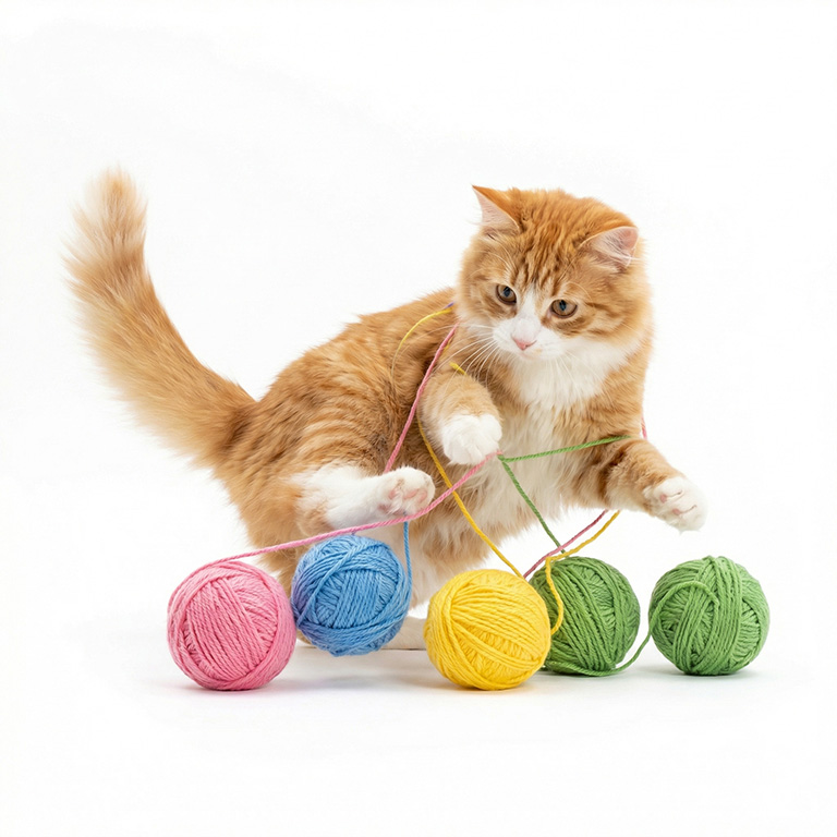 Pastel Yarn Ball Interactive Cat Toy Set