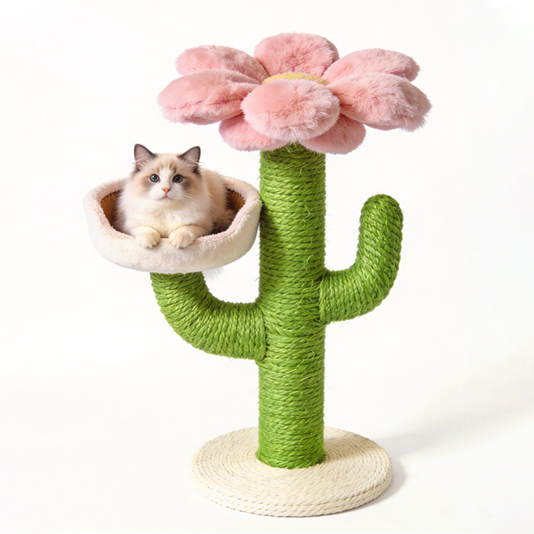 Cactus Cat Scratching Post with Flower Top