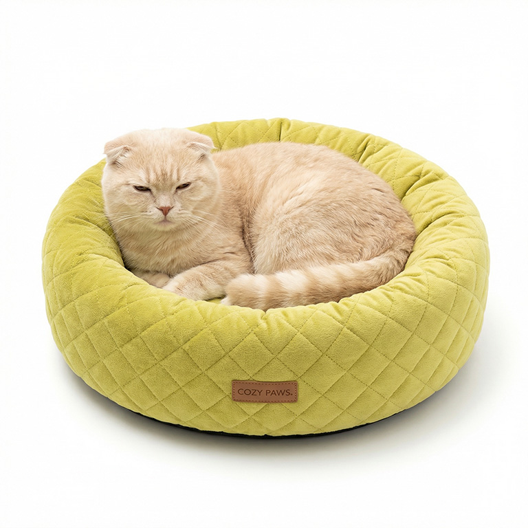 Yellow Quilted Pet Snuggle Bed