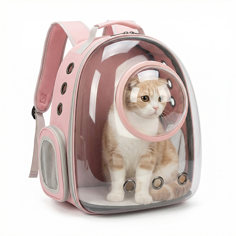 Pink Transparent Window Pet Backpack